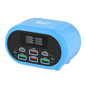 RELIFE RL-309U 72W USBx4+Type-Cx2 6-Port Smart Fast Charging Station Blue